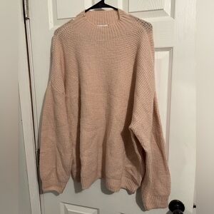 JustFab Blush Crewneck Waffle Knit Sweater